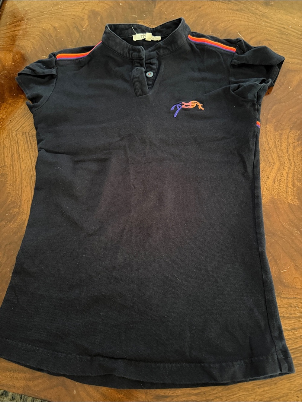 Black Women's Polo Top with Color-Accent Stitching Penelope xs